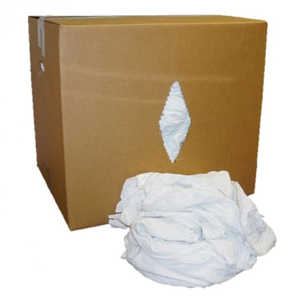 Absorbents Midwest Reclaimed White Cotton Sheeting Cloth Rags, 25lb Box 30-450-B - main